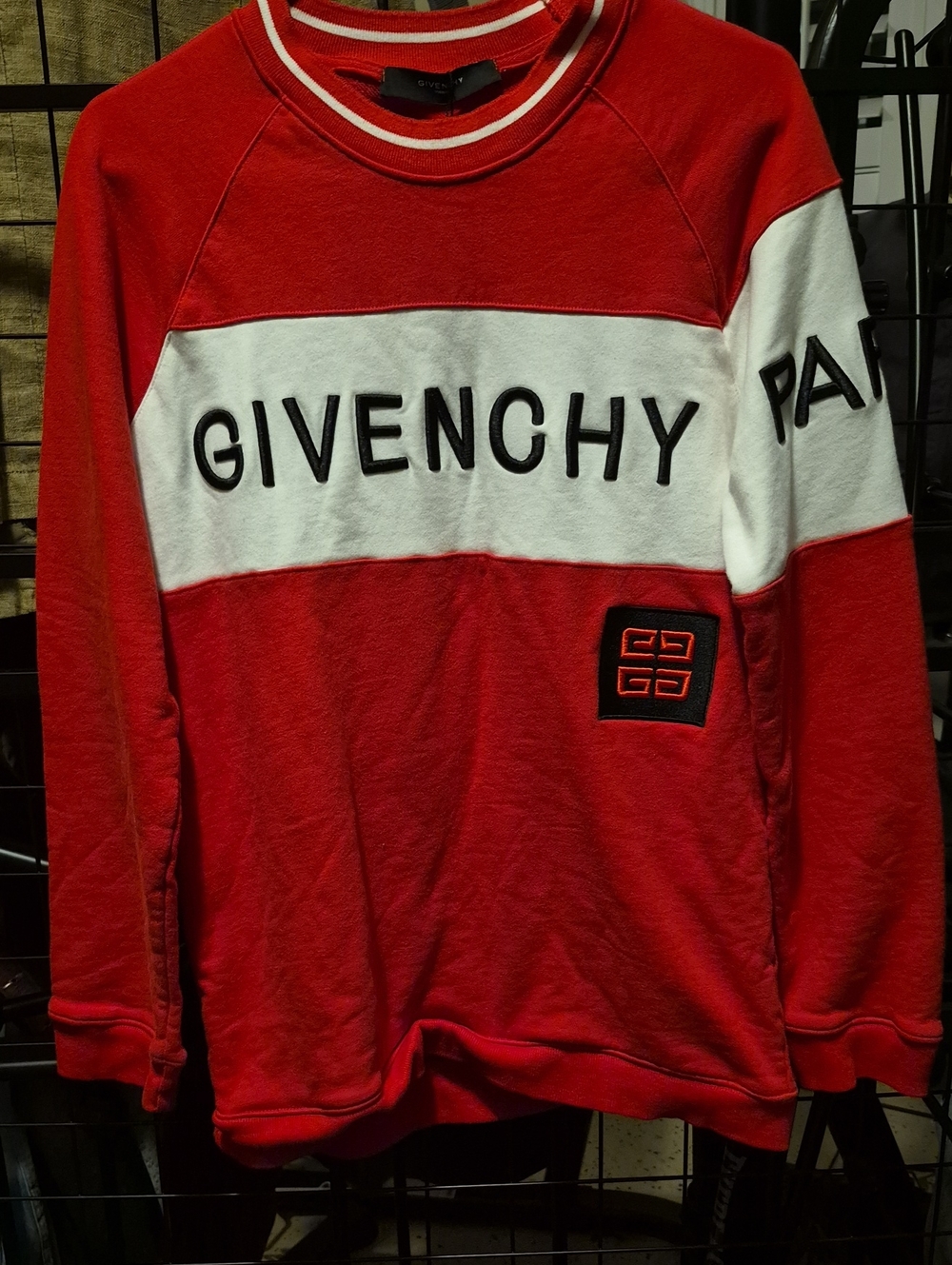 Givenchy Red and White Logo Crewneck Sweater